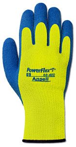 GLOVE POWERFLEX T HI-VIZ;YELLOW NAT RUBBER COATED - General Purpose